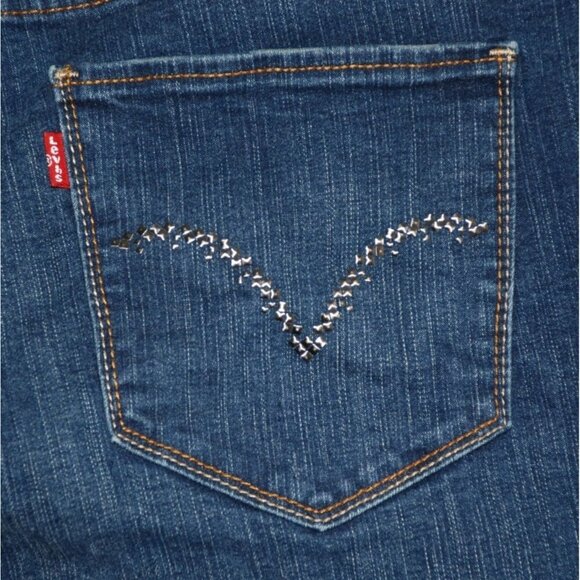 Levi's 512 Blue Jeans Size 22 Short Perfectly Shaping Bootcut Studded Stretch - Picture 6 of 10